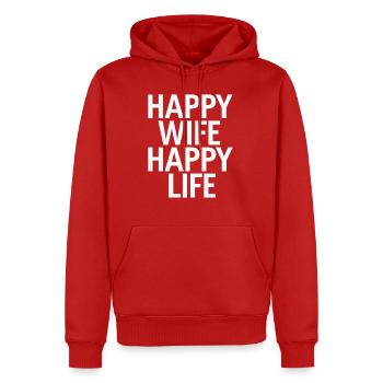 Happy Wife Happy Life - Männer Premium Bio Hoodie - Rot - Vorne - Nico (187cm)