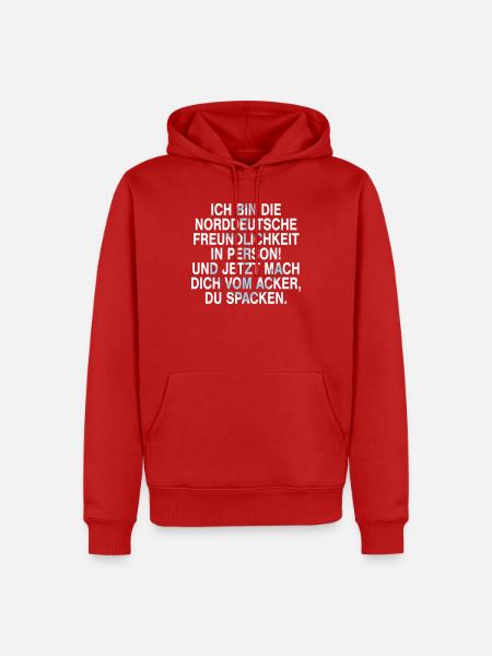 Norddeutsche Freundlichkeit du Spacken - Anker - Männer Premium Bio Hoodie - Rot