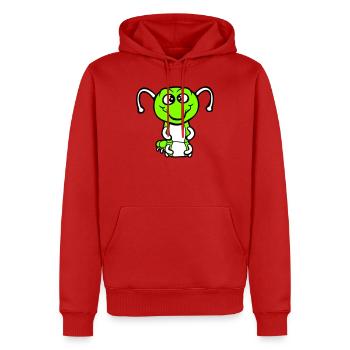 Chenille amicale douce et adorable sourit joyeuse bande dessinée - Sweat à capuche Premium bio Homme - rouge - Devant - Nico (187cm)