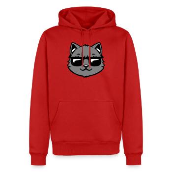 Katze Graue Sonnenbrille Cool Lässig Style Blick - Männer Premium Bio Hoodie - Rot - Vorne - Nico (187cm)