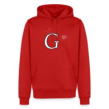 Buchstabe g Kronenherz - Männer Premium Bio Hoodie - Rot - Vorne - Nico (187cm)