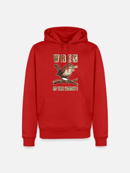Zaunkönig im Geld-Humor - Männer Premium Bio Hoodie - Rot