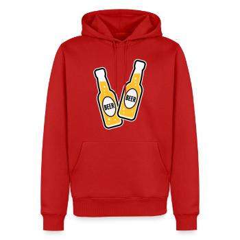 2 Grillage des bouteilles de bière (Beery / POS 3C) - Sweat à capuche Premium bio Homme - rouge - Devant - Nico (187cm)