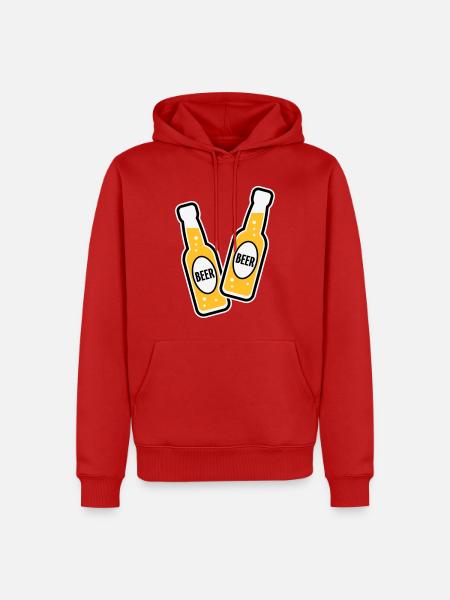 2 Bierflaschen (Bier / POS 3C) - Männer Premium Bio Hoodie - Rot