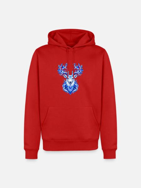 Eisschimmer Hirschkopf Kunst - Männer Premium Bio Hoodie - Rot