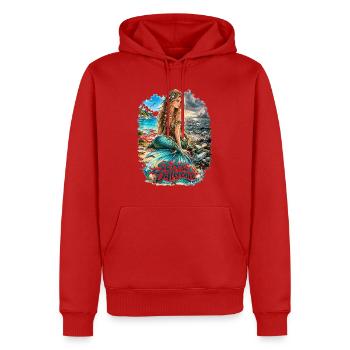 Meerjungfrau am Strand – Sea the Difference - Männer Premium Bio Hoodie - Rot - Vorne - Nico (187cm)