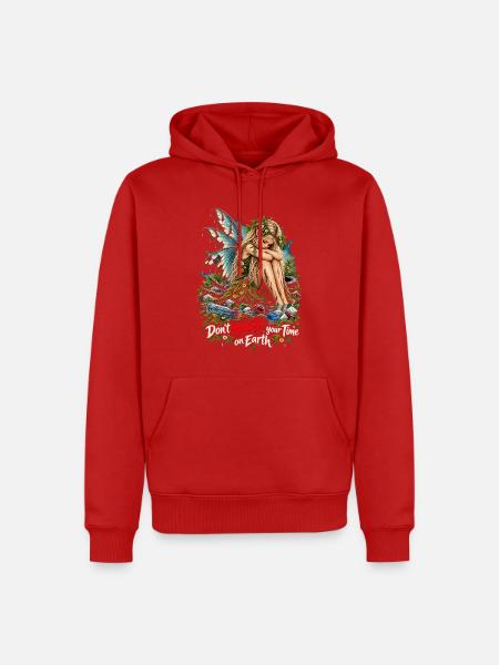 Naturfee ruft: Don't Waste Your Time - Männer Premium Bio Hoodie - Rot