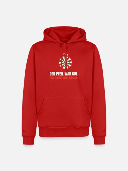 Dart Ausrede: Das Board hing falsch - Männer Premium Bio Hoodie - Rot