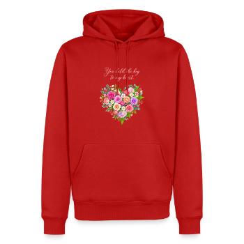 Floraler Schlüssel zum Herzen - Männer Premium Bio Hoodie - Rot - Vorne - Nico (187cm)