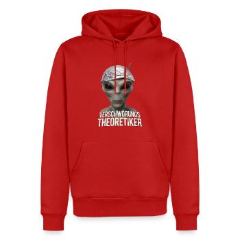 Alien Verschwörungs-Theoretiker - Männer Premium Bio Hoodie - Rot - Vorne - Nico (187cm)