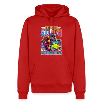 Neon Skelett Zeh Zettel - Männer Premium Bio Hoodie - Rot - Vorne - Nico (187cm)