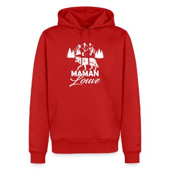 Maman louve 4 - Sweat à capuche Premium bio Homme - rouge - Devant - Nico (187cm)