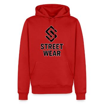 Streetwear - Männer Premium Bio Hoodie - Rot - Vorne - Nico (187cm)