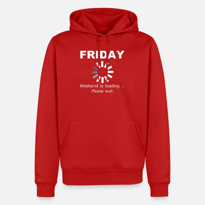 Friday Weekend Loading Spruch - Männer Premium Bio Hoodie - Rot