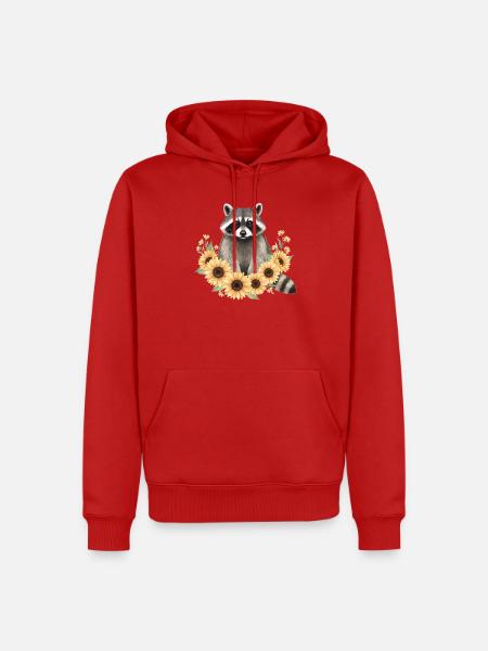 Raccoon - Men’s Premium Organic Hoodie - red