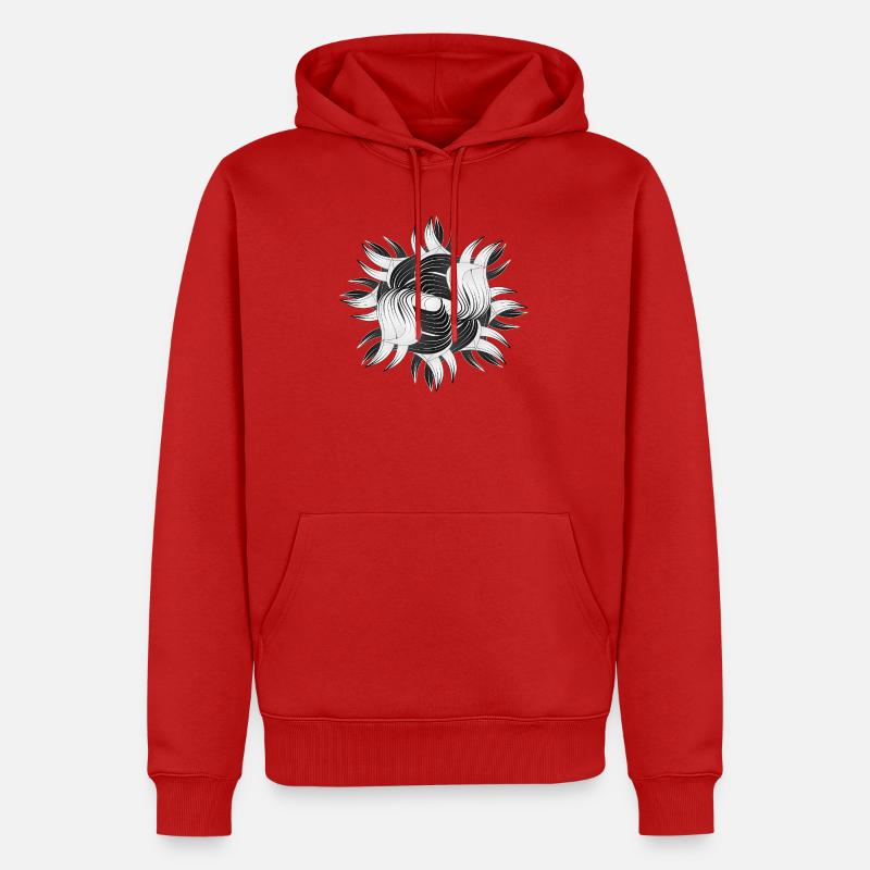 Abstrakte Formen – Dynamisches Schwarz-Weiß Design - Männer Premium Bio Hoodie - Rot