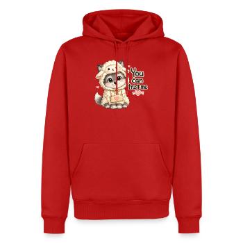 Petit chiot loup mignon déguisé en mouton - Sweat à capuche Premium bio Homme - rouge - Devant - Nico (187cm)
