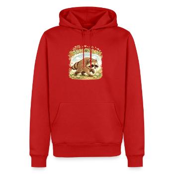 Raccoon Love – Süßer Waschbär im Vintage-Aquarell - Männer Premium Bio Hoodie - Rot - Vorne - Nico (187cm)