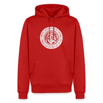 Calendrier maya - Blanc - Sweat à capuche Premium bio Homme - rouge - Devant - Nico (187cm)