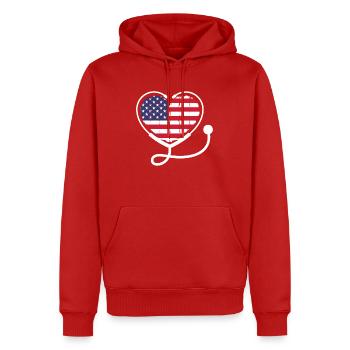 Infirmière Stéthoscope Femmes 4 juillet - Sweat à capuche Premium bio Homme - rouge - Devant - Nico (187cm)