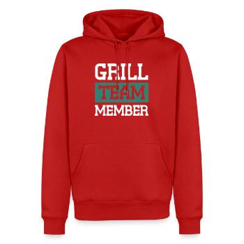 Grill Team - Männer Premium Bio Hoodie - Rot - Vorne - Nico (187cm)