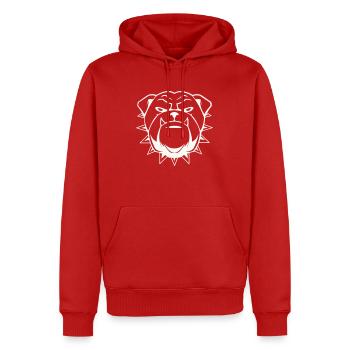 bulldog 01 - Männer Premium Bio Hoodie - Rot - Vorne - Nico (187cm)