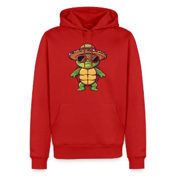 Turtle Comic Funny Sombrero - Men’s Premium Organic Hoodie - red - Front - Nico (187cm)