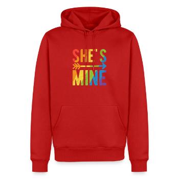 Elle est à moi! Elle est à moi! Déclaration de femme - Sweat à capuche Premium bio Homme - rouge - Devant - Nico (187cm)
