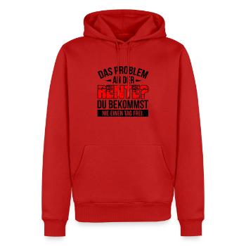 Rente - Männer Premium Bio Hoodie - Rot - Vorne - Nico (187cm)