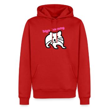 hiya hammy - Men’s Premium Organic Hoodie - red - Front - Nico (187cm)