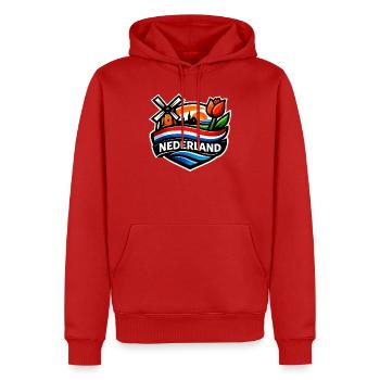 Lever de soleil hollandais avec tulipes moulin à vent - Sweat à capuche Premium bio Homme - rouge - Devant - Nico (187cm)