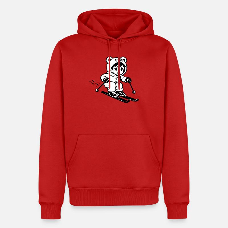 Ski Bärchen im Anime Style - Männer Premium Bio Hoodie - Rot