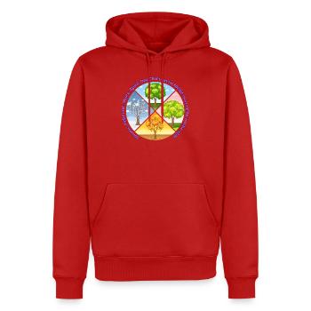 Jahresuhr. Ohrwurm - Männer Premium Bio Hoodie - Rot - Vorne - Nico (187cm)