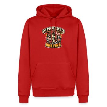 Mes compétences sociales sont correctes – Hérisson de dessin animé - Sweat à capuche Premium bio Homme - rouge - Devant - Nico (187cm)