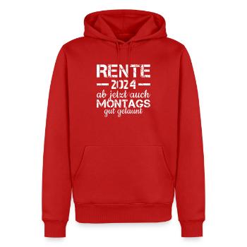 Ab Jetzt Auch Montags Gut Gelaunt Rente 2024 - Männer Premium Bio Hoodie - Rot - Vorne - Nico (187cm)
