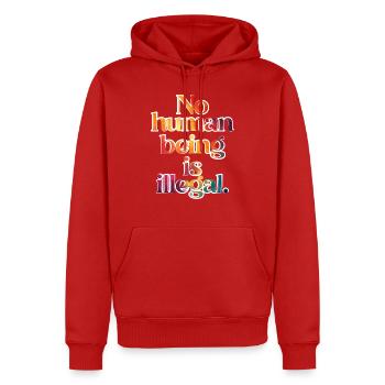 aucun humain n’est illégal - The Original - Sweat à capuche Premium bio Homme - rouge - Devant - Nico (187cm)