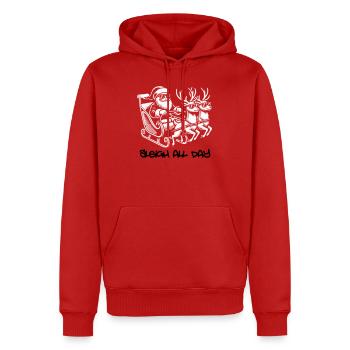 Glacière Père Noël – Traîneau toute la journée - Sweat à capuche Premium bio Homme - rouge - Devant - Nico (187cm)