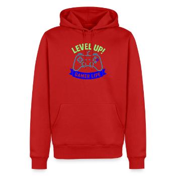 Contrôleur Gamer Life Level Up - Sweat à capuche Premium bio Homme - rouge - Devant - Nico (187cm)