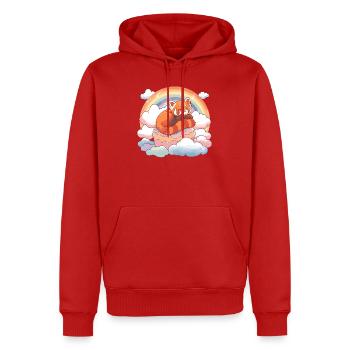 Panda rouge dans un gâteau aux nuages arc-en-ciel - Sweat à capuche Premium bio Homme - rouge - Devant - Nico (187cm)