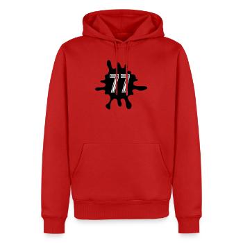 Klecks 77 Zahl - Männer Premium Bio Hoodie - Rot - Vorne - Nico (187cm)