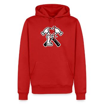 Werkzeug Wappen Outline - Männer Premium Bio Hoodie - Rot - Vorne - Nico (187cm)