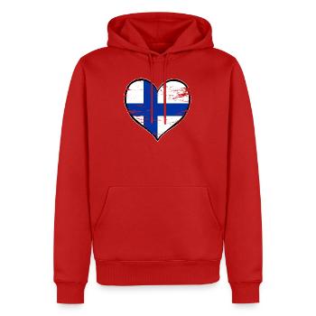 Drapeau du cœur finlandais utilisé - Sweat à capuche Premium bio Homme - rouge - Devant - Nico (187cm)