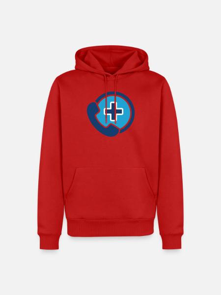 Medizinische Support-Hotline-Ikone Gesundheitstelefon-Vektor - Männer Premium Bio Hoodie - Rot