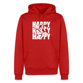 Happy - Männer Premium Bio Hoodie - Rot - Vorne - Nico (187cm)
