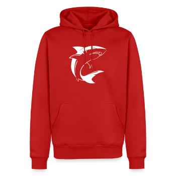 Hai Shark - Sweat à capuche Premium bio Homme - rouge - Devant - Nico (187cm)