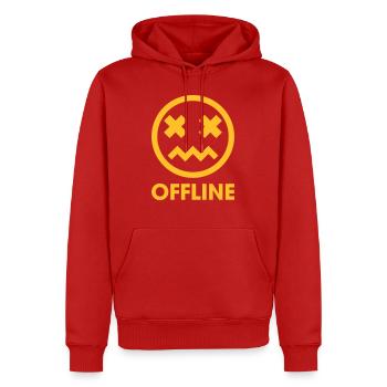 Ich bin heute offline - Männer Premium Bio Hoodie - Rot - Vorne - Nico (187cm)