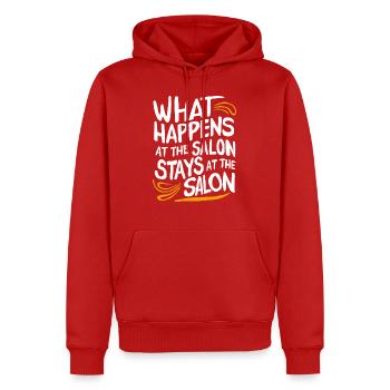 Salon-Geheimnisse bleiben im Salon - Männer Premium Bio Hoodie - Rot - Vorne - Nico (187cm)