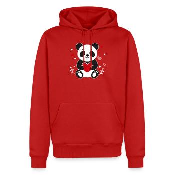 Süßer Panda mit Herz Kawaii Tiermotiv - Männer Premium Bio Hoodie - Rot - Vorne - Nico (187cm)