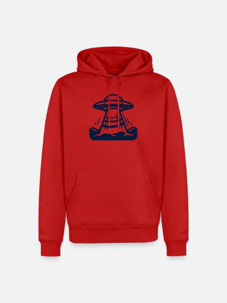 Ufo Alien Raumschiff Grafik - Männer Premium Bio Hoodie - Rot