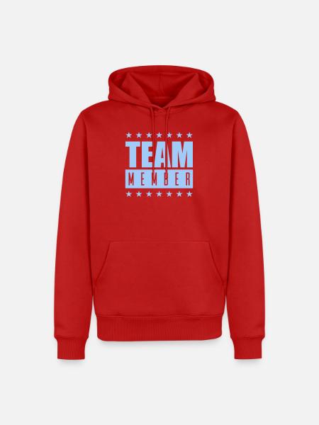 Team Member Abzeichen in Hellblau - Männer Premium Bio Hoodie - Rot